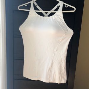 Lole white cross back yoga top with padding